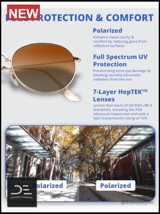 Round Folding Sunglasses Polarized UV400 Protection with Leather Case main image 4